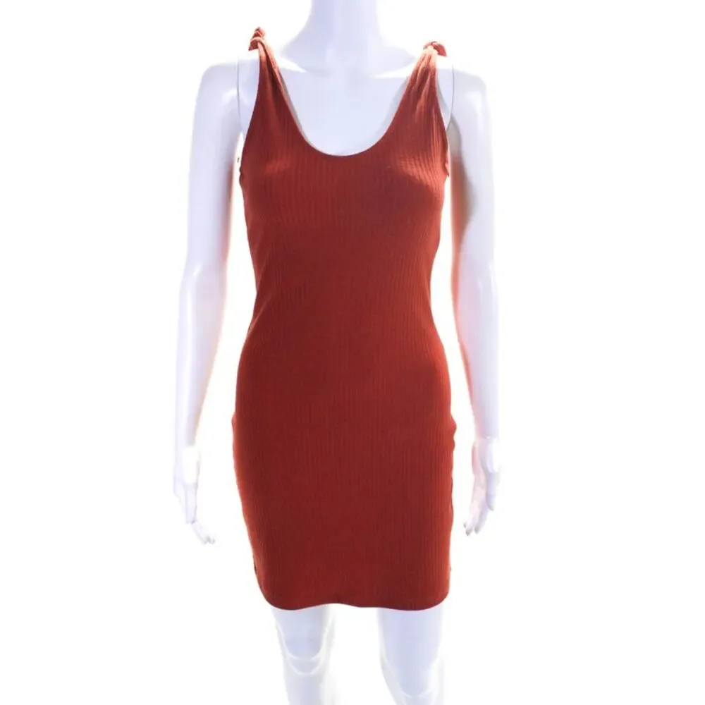 Intermix Women's Scoop Neck Ribbed Bodycon Mini Dress Orange Size P